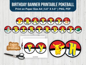 Birthday Banner Printable Pokeball