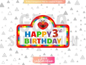 Elmo 3rd Birthday Cake Topper Printable PNG