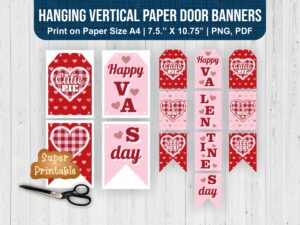 Hanging Vertical Paper Door Banners Printable PDF and Individual PNG