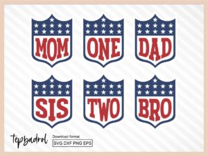 NFL Family T-shirt Football Mom Dad Two One SVG Cut File 2024