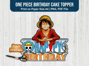 One Piece Birthday Cake Topper Printable PDF PNG Best Seller
