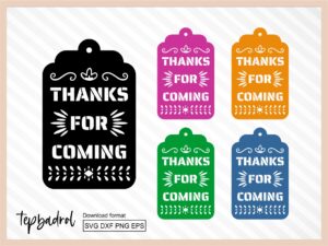 Papel Picado Favor Tags Thanks for coming SVG DXF PNG EPS cut file