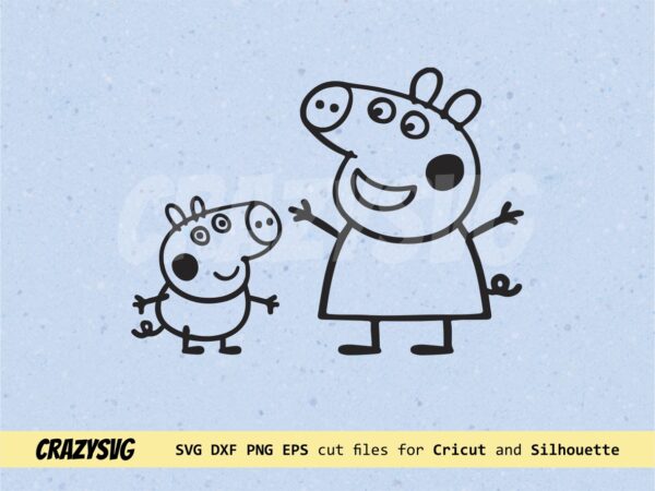 Peppa Pig SVG Outline George and Granny Vector