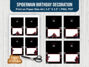 Spiderman Birthday Decoration Food Tent Printable PDF