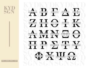 Split Greek Letters svg, Monogram Greek Alphabet Svg