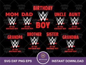 WWF WWE Birthday Family Shirt Wrestling Matching T-shirts Digital Download
