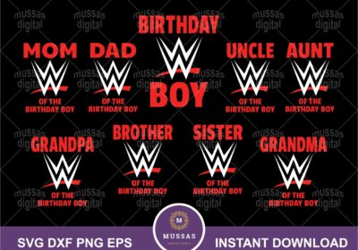 WWF WWE Birthday Family Shirt Wrestling Matching T-shirts Digital Download