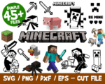 Minecraft Bundle, Steve Pig Creeper Spider Stencil Digital Download ClipArt Graphic Wall Deco Vector SVG PNG DXF, Eps, Vinyl, Video Game