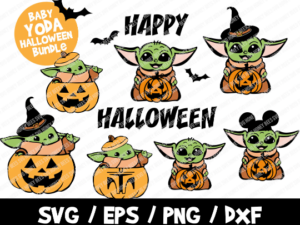 Baby Yoda SVG Bundle, Baby Yoda Halloween SVG, Baby Yoda Pumpkin, Mandalorian Pumpkin, Mickey Baby Yoda, Wizard Baby Yoda, Baby Yoda Cricut