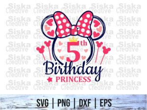 5th Birthday Princess Svg file
