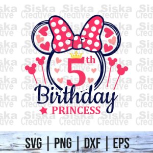 5th Birthday Princess Svg file