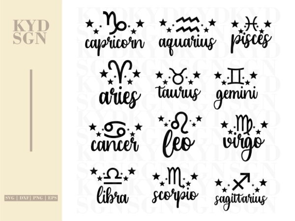 Astrology Signs SVG, Zodiac Symbols SVG Cricut Cut File
