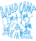 Band Camp - (Blue) Instruments Around Campfire - Band T-Shirt_result