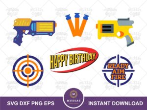Nerf cupcake Birthday SVG printable