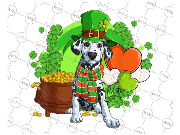 VC WTM CV PD2032 Vectorency Lucky Dalmatian St. Patricks Day PNG, Dalmatian Cute Png, St. Patrick's Day Png, Shamrock Png, Clover Png Sublimation Designs
