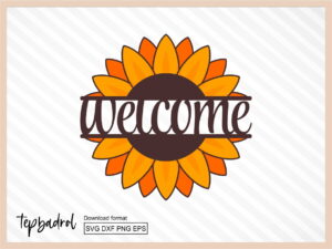 Welcome Sunflower Sign SVG Layered