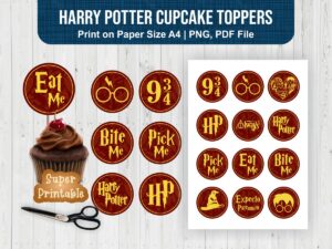 harry potter cupcake toppers printable PDF and PNG