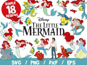 The Little Mermaid SVG Bundle, Little Mermaid Bundle SVG, Disney SVG, Little Mermaid Cricut, Frozen Silhouette, Ariel Svg, Ariel Vector