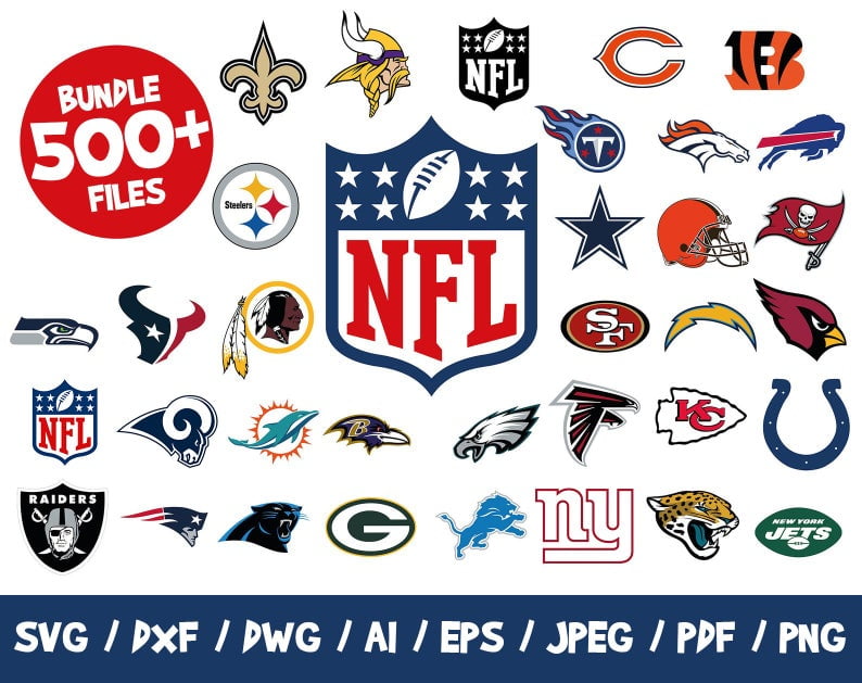 NFL Football Logos 500 Bundle Nfl Football Clipart Nfl Svg Files Nfl ...