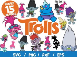 Trolls Bundle Vectors, Trolls Svg, Trolls Cricut, Trolls Cutting, Trolls World Tour, Trolls Tshirt, Trolls Vinyl, Trolls cut File, Png, Eps