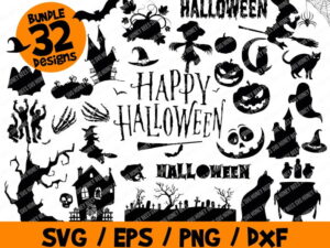 Halloween SVG, Halloween Witch SVG, Halloween Ghost SVG, Halloween Vector, Halloween Silhouette, Halloween Cricut, Vinyl, Eps, Dxf, Cut File