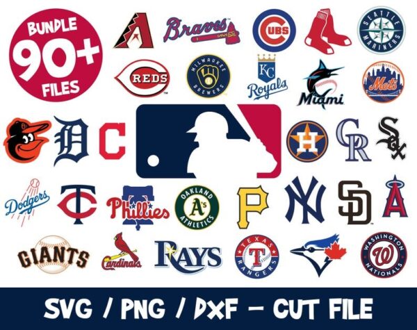 MLB Baseball Logos Bundle, MLB Clipart Mlb Svg Files Mlb Cricut Files Mlb Teams Cutting, Vector, Vinyl, Png, Team Logo Vector, Yankees, Cubs