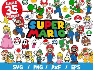 Super Mario Bros SVG Bundle, Super Mario Vector, Mario SVG, Mario Bros Clipart, Mario Cricut, Instant Download, Wall Decal, Sticker, Kart