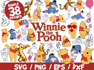 Winnie The Pooh SVG 65 Files Bundle, Winnie Bundle SVG, Disney SVG, Winnie Cricut, Winnie Silhouette, Winnie Svg, Disney Svg, Vinyl Cut File
