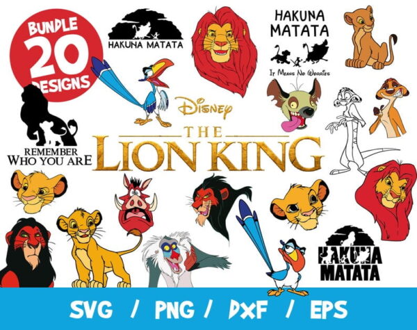 The Lion King SVG 55 Files Bundle, Lion King Bundle SVG, Simba SVG, Lion King Cricut, Silhouette, Pumba Svg, Vinyl File, Cut File