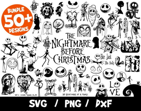 Halloween SVG, Christmas SVG, Nightmare Before Christmas Vector, Jack Skellington Cricut, Cut File, Silhouette, Jack Skellington T-Shirt