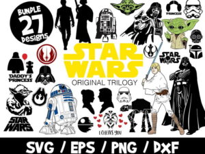Star Wars SVG Bundle, Star Wars Vectors, Yoda SVG, Darth Vader Cricut, Silhouette, Vinyl File, Cut File, Skywalker, Han Solo, Princess Leia