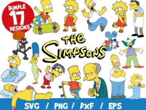 The Simpsons SVG Bundle, The Simpsons Bundle SVG, Bart Simpson SVG, Simpsons Cricut, Silhouette, Vinyl Cut File, Homer, Lisa, Moe, Burns