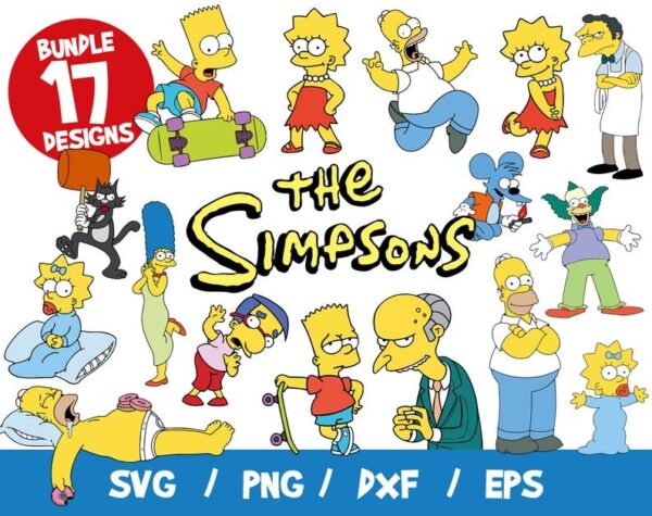 The Simpsons SVG Bundle, The Simpsons Bundle SVG, Bart Simpson SVG, Simpsons Cricut, Silhouette, Vinyl Cut File, Homer, Lisa, Moe, Burns