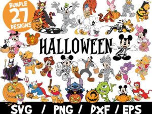 Disney Halloween SVG Bundle, Mickey Halloween SVG, Minnie Halloween, Mummy, Donald, Monsters Inc, Winnie, Eeyore, Tigger, Stitch Halloween