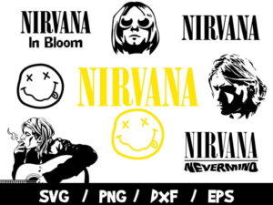 Nirvana Bundle, Nirvana SVG, Nirvana Logo SVG, Nirvana Nevermind, Kurt Cobain Wall Decal, Vinyl, Cut File, Nirvana T-Shirt, Nirvana Shirt