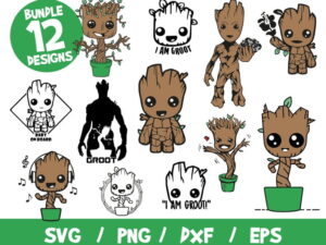 Groot SVG Bundle, Groot Vectors, Marvel Cricut, Cut File, Vinyl, Clipart, Cute Groot, Baby On Board, I Am Groot, Guardians Of The Galaxy
