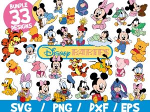 Disney Babies SVG Bundle, Disney SVG, Baby Winnie SVG, Baby Mickey, Baby Minnie, Baby Tigger, Baby Eeyore, Baby Piglet, Baby Donald, Daisy