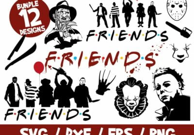 Friends Halloween SVG, Horror Movies SVG, Halloween Bundle, Horror, Freddy Krueger, Jason, It, Pennywise, Michael Myers, Friday 13th