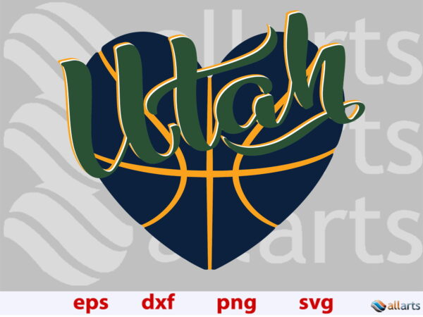 utah ball heart banner 1 Vectorency Basketball Utah Jazz SVG, Utah basketball heart svg, Utah heart png, sublimation file, cut American basketball heart file to cut, Utah heart silhouette, instant download.
