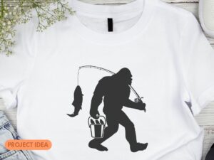 Bigfoot T-Shirt Design Download Fishing Svg cricut Files tote bag ideas