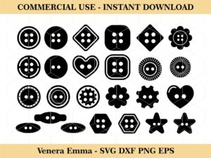Buttons SVG Bundle Love Star Button Shape Cut Files