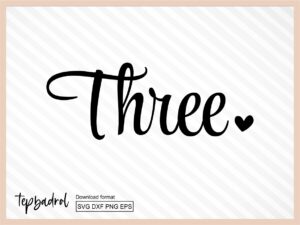 Three SVG, Third Birthday svg cricut