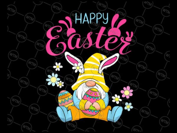 VC WTM CV EA2055 Vectorency Happy Easter Day Bunny Spring Gnome Png, Easter Egg Hunting Png, Easter Bunny Gnomes PNG Sublimation Design Digital Download File