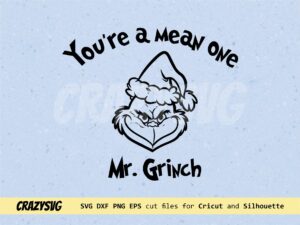 Christmas Grinch Face Outline SVG Cut File