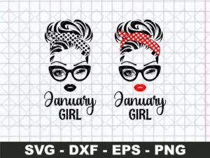January Girl SVG, Woman With Glasses SVG Cricut File