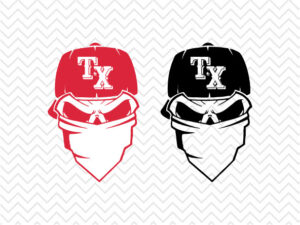 Skull Gangster Cap Bandana Texas Rangers SVG