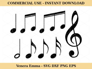 music note clipart black and white svg cut files