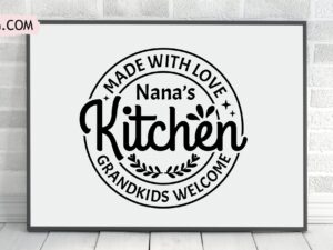 nanas kitchen svg, made with love kitchen sign clipart svg