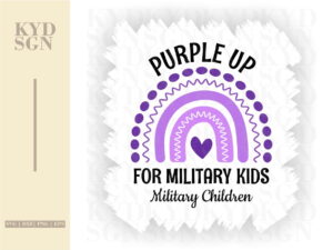 purple up for military kids svg rainbow children