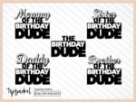 the birthday dude svg bundle, mommy daddy brother sister family birthday shirt eps png